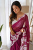 Precious Purple Border Work Organza Event Wear Saree With Blouse