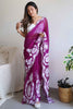 Precious Purple Border Work Organza Event Wear Saree With Blouse