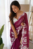 Precious Purple Border Work Organza Event Wear Saree With Blouse