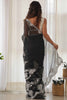 Dazzling Black Embroidered Organza Party Wear Saree With Blouse