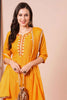 Pretty Orange Embroidered Rayon Function Wear Pant Suit With Dupatta