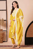 Surprising Mustard Embroidered Chanderi Silk Haldi Wear Pant Suit