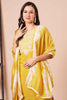 Surprising Mustard Embroidered Chanderi Silk Haldi Wear Pant Suit