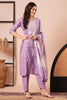 Marvelous Purple Embroidered Chanderi Silk Traditional Pant Suit