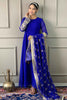 Unique Blue Embroidered Georgette Function Wear Pant Suit With Dupatta