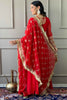 Precious Red Embroidered Georgette Traditional Pant Suit With Dupatta