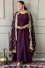 Awesome Wine Embroidered Georgette Event Wear Pant Suit With Dupatta