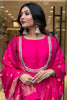 Dazzling Pink Embroidered Viscose Wedding Wear Pant Suit With Dupatta