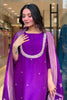 Glamorous Purple Embroidered Viscose Function Wear Pant Suit