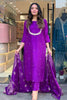 Glamorous Purple Embroidered Viscose Function Wear Pant Suit