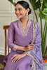 Lovely Purple Embroidered Viscose Pant Suit With Bandhani Dupatta