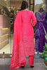 Awesome Pink Printed Crepe Pant Suit With Bandhani Dupatta