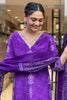 Amazing Purple Printed Crepe Pant Suit With Bandhani Dupatta