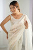 Beautiful White Sequins Net Reception Wear Saree With Blouse