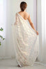 Beautiful White Sequins Net Reception Wear Saree With Blouse