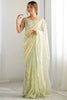 Wonderful Pista Green Sequins Net Function Wear Saree With Blouse