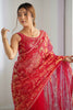 Fabulous Pink Sequins Net Engagement Wear Saree With Blouse