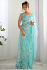 Surprising Sky-Blue Sequins Net Wedding Wear Saree With Blouse