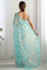 Surprising Sky-Blue Sequins Net Wedding Wear Saree With Blouse