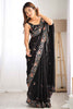 Glamorous Black Sequins Satin Function Wear Saree With Blouse