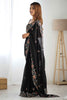 Glamorous Black Sequins Satin Function Wear Saree With Blouse