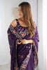 Marvelous Purple Sequins Work Satin Festival Wear Saree With Blouse