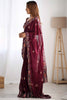 Shocking Wine Color Sequins Work Satin Wedding Wear Saree With Blouse