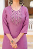 Fabulous Purple Embroidered Art Silk Event Wear Pant Suit