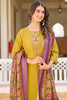 Beautiful Mustard Embroidered Art Silk Haldi Wear Pant Suit