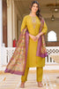 Beautiful Mustard Embroidered Art Silk Haldi Wear Pant Suit