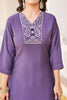 Awesome Purple Embroidered Art Silk Traditional Pant Suit