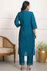 Fabulous Teal Blue Embroidered Viscose Event Wear Pant Suit