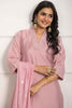 Ravishing Pink Embroidered Viscose Function Wear Pant Suit