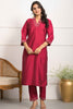 Fabulous Red Embroidered Viscose Traditional Pant Suit