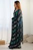 Incredible Teal Blue Sequins Work Georgette Party Wear Saree