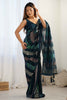 Incredible Teal Blue Sequins Work Georgette Party Wear Saree