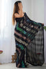 Marvelous Black Sequins Work Georgette Cocktail Wear Saree