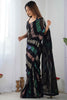 Marvelous Black Sequins Work Georgette Cocktail Wear Saree