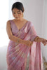 Winning Pink Sequins Work Georgette Reception Wear Saree