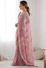 Winning Pink Sequins Work Georgette Reception Wear Saree