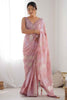 Winning Pink Sequins Work Georgette Reception Wear Saree