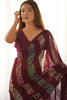 Tantalizing Maroon Sequins Work Georgette Ceremony Wear Saree