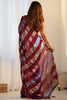 Tantalizing Maroon Sequins Work Georgette Ceremony Wear Saree