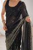 Enchanting Black Sequins Work Georgette Party Wear Saree