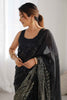 Enchanting Black Sequins Work Georgette Party Wear Saree