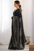 Enchanting Black Sequins Work Georgette Party Wear Saree