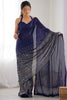 Spectacular Blue Sequins Work Georgette Cocktail Wear Saree