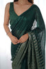 Breathtaking Green Sequins Work Georgette Event Wear Saree