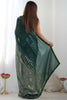 Breathtaking Green Sequins Work Georgette Event Wear Saree