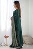 Breathtaking Green Sequins Work Georgette Event Wear Saree